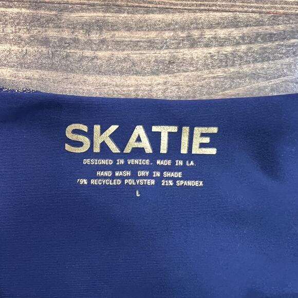 Skatie Rachel Swim Bottom Size Large Navy And Gold Swimsuit High Cut Cheeky - Picture 3 of 6